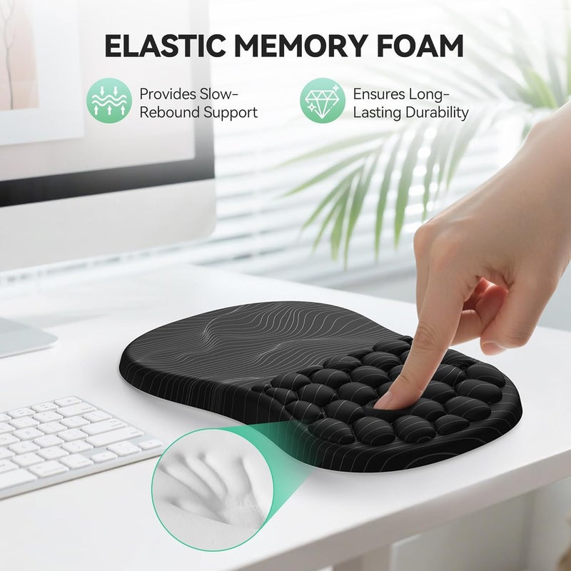 TECKNET Ergonomic Mouse Pad with Wrist Rest, Soft Mousepad with Massage Design, Memory Foam and Non-Slip PU Base for Pain Relief, Gaming Mouse Pad for Desk, Home, Office, 12x8 Inches, Black White - Image 4
